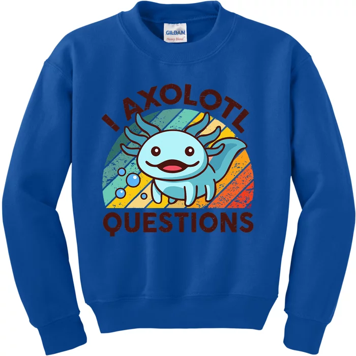 Funny I Axolotl Questions Retro Kids Sweatshirt