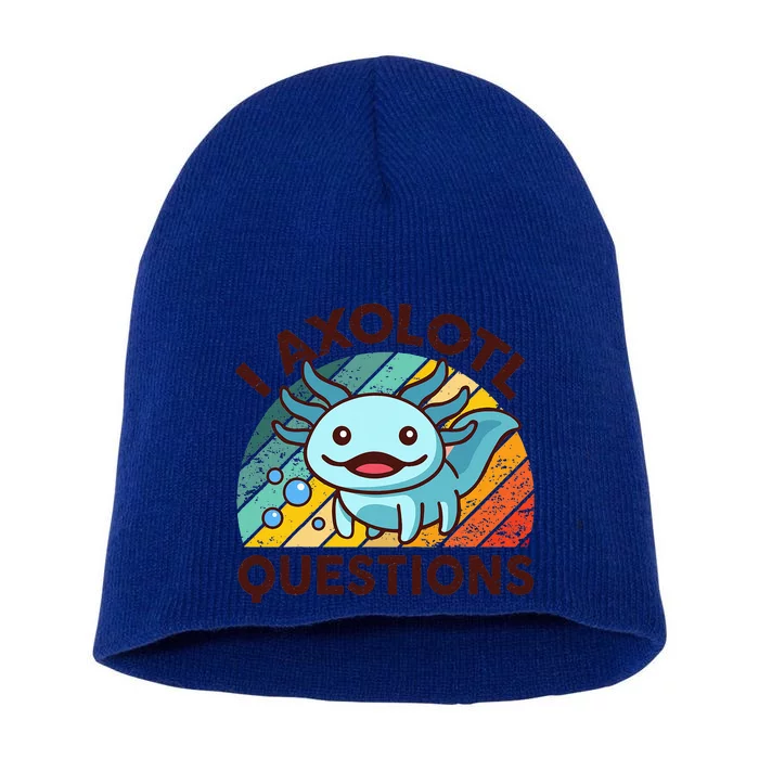 Funny I Axolotl Questions Retro Short Acrylic Beanie