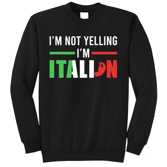 Funny I Am Not Yelling Italian Italy Italian Flag Aggressive Premium Tall Sweatshirt