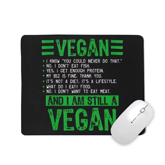 Funny I Am Still A Vegan Vegetarian Healthy Love Haters Mousepad