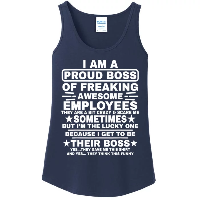 Funny I Am A Proud Boss Of Freaking Awesome Employees Boss Ladies Essential Tank