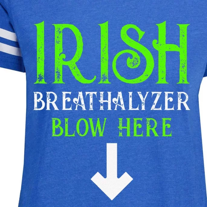 Funny Irish Breathalyzer Blow Here Saint Patricks Day Party Enza Ladies Jersey Football T-Shirt