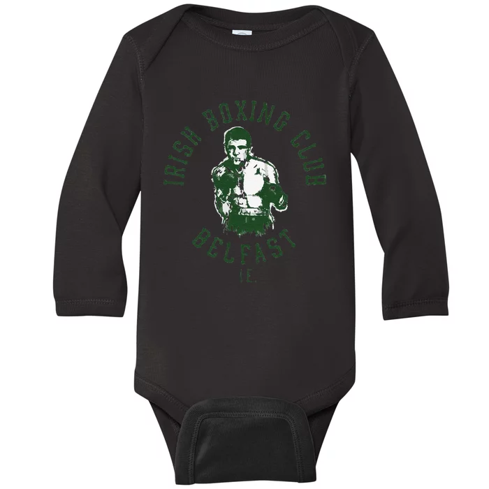 Funny Irish Boxing Club Belfast Graphic Baby Long Sleeve Bodysuit