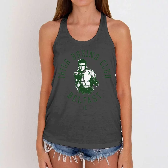 Funny Irish Boxing Club Belfast Graphic Women's Knotted Racerback Tank