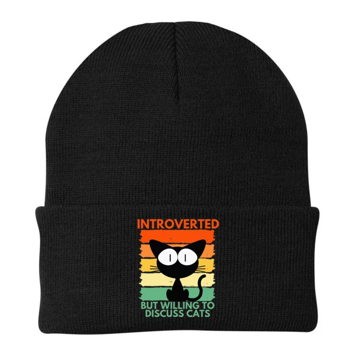 Funny Introverted But Willing To Discuss Cats Cool Pet Lover Knit Cap Winter Beanie