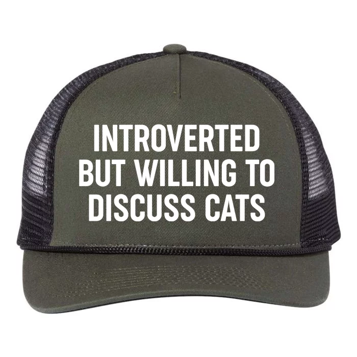 Funny Introverted But Willing To Discuss Cats Retro Rope Trucker Hat Cap