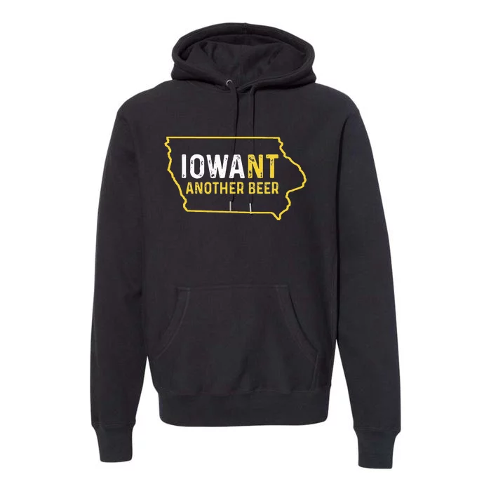 Funny Iowa Beer Distressed Iowa State Map Premium Hoodie