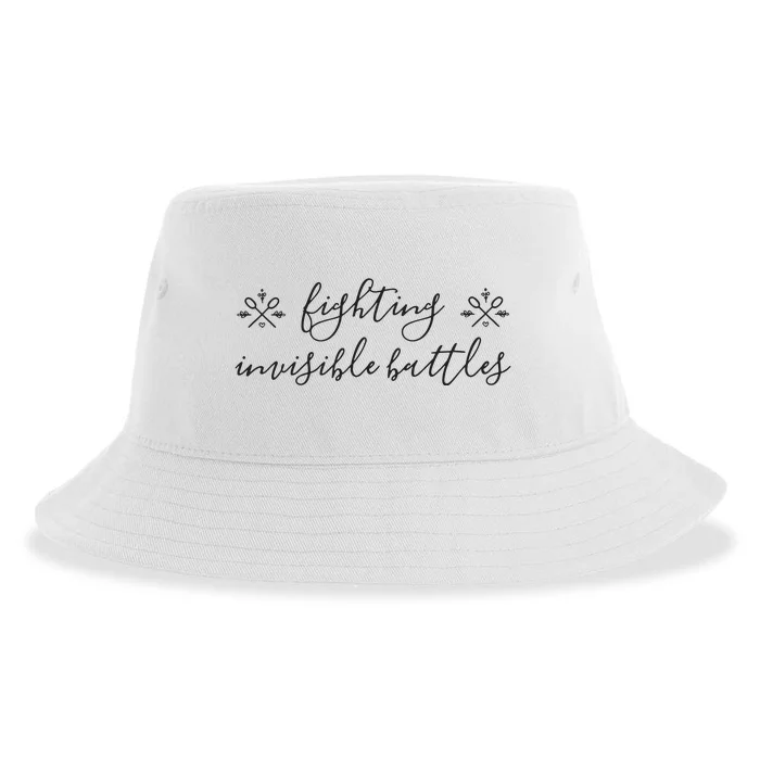 Fighting Invisible Battles Invisible Illness Awareness Sustainable Bucket Hat