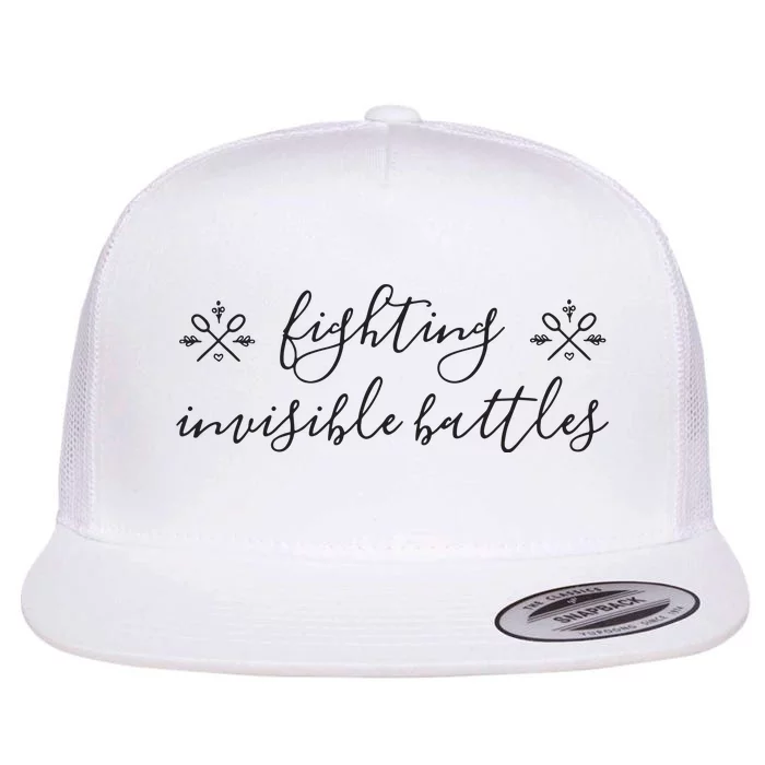 Fighting Invisible Battles Invisible Illness Awareness Flat Bill Trucker Hat