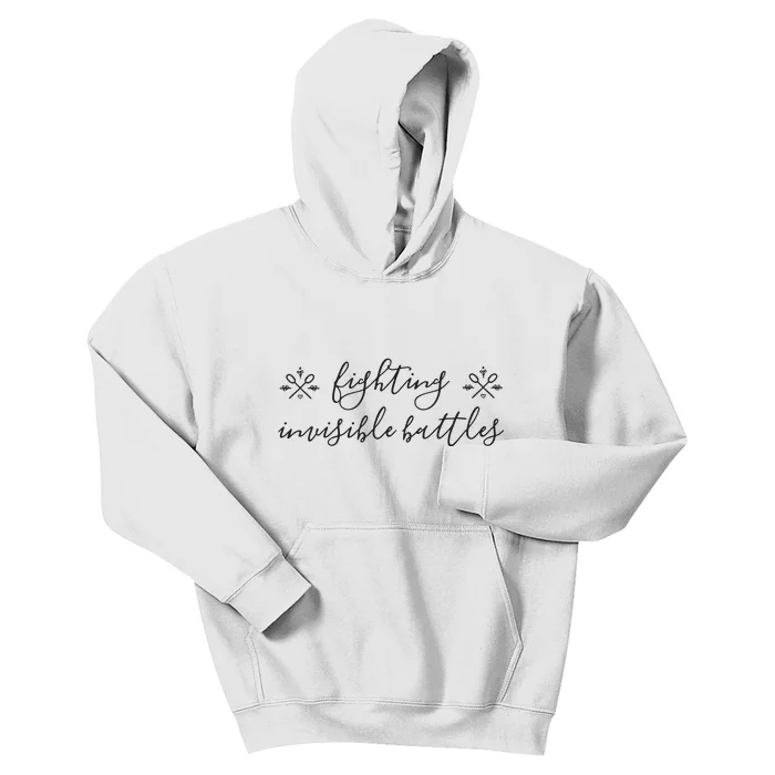 Fighting Invisible Battles Invisible Illness Awareness Kids Hoodie