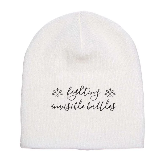 Fighting Invisible Battles Invisible Illness Awareness Short Acrylic Beanie