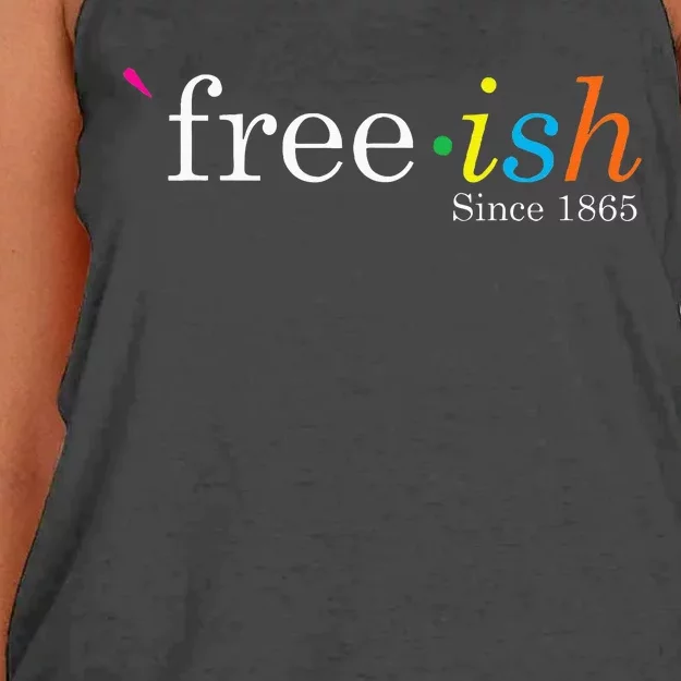 Free Ish Black History Junenth Freedom Emancipation Women's Knotted Racerback Tank