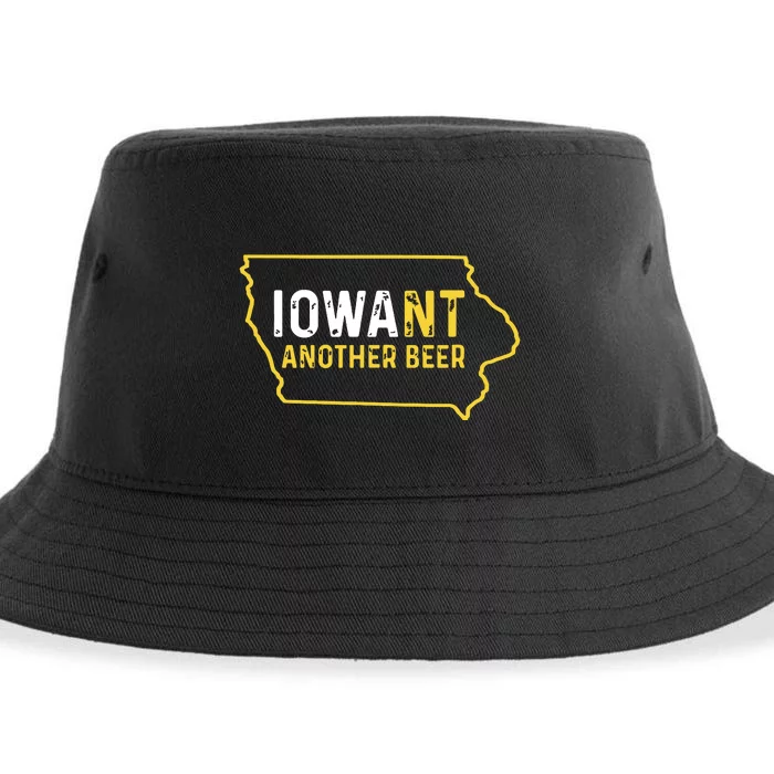 Funny Iowa Beer Distressed Iowa State Map Sustainable Bucket Hat