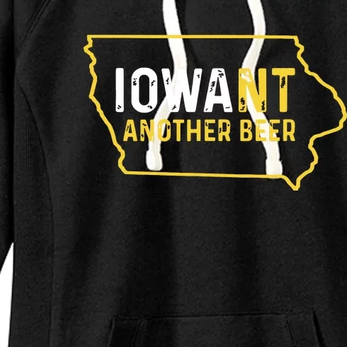 Funny Iowa Beer Distressed Iowa State Map Women's Fleece Hoodie