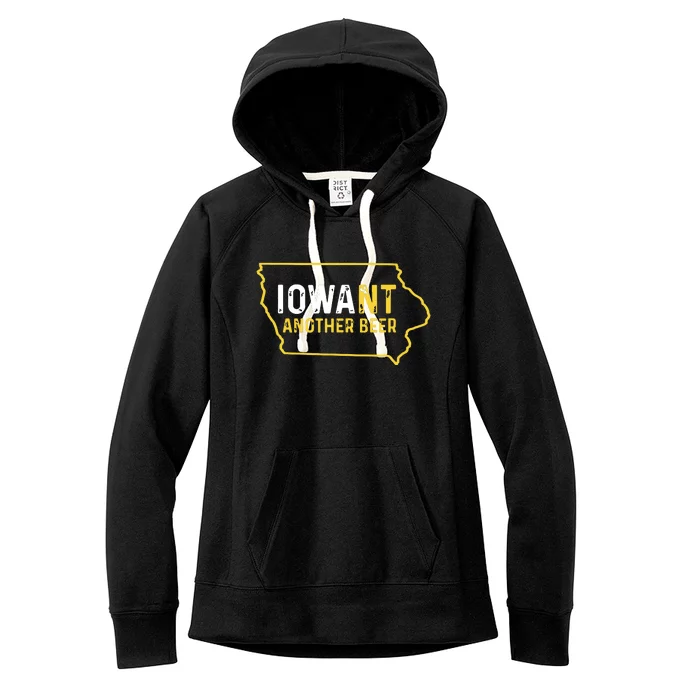 Funny Iowa Beer Distressed Iowa State Map Women's Fleece Hoodie