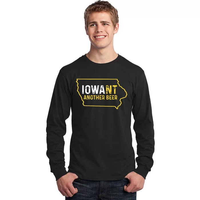 Funny Iowa Beer Distressed Iowa State Map Tall Long Sleeve T-Shirt