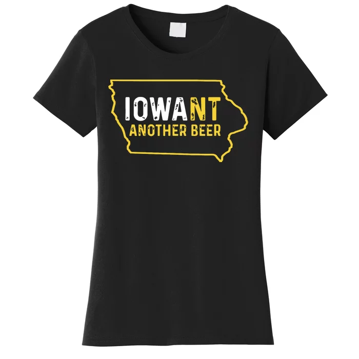 Funny Iowa Beer Distressed Iowa State Map Women's T-Shirt