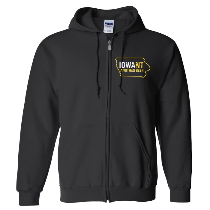 Funny Iowa Beer Distressed Iowa State Map Full Zip Hoodie