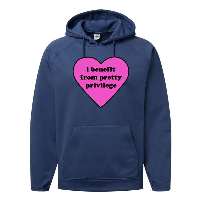 Funny I Benefit From Pretty Privilege 2000s Celebrity Style Meme Performance Fleece Hoodie