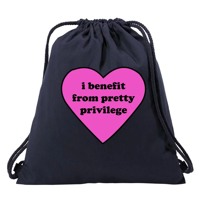 Funny I Benefit From Pretty Privilege 2000s Celebrity Style Meme Drawstring Bag