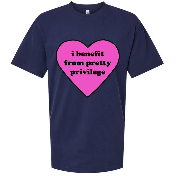 Funny I Benefit From Pretty Privilege 2000s Celebrity Style Meme Sueded Cloud Jersey T-Shirt