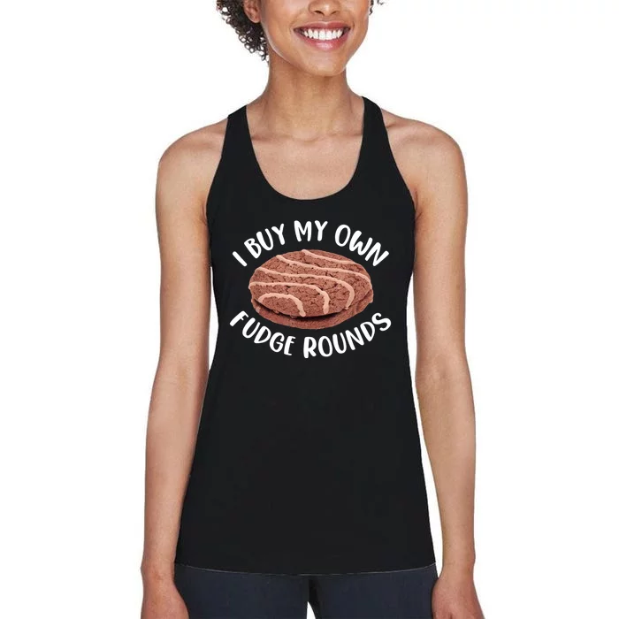 Funny I Buy My Own Fudge Rounds Vintage Fudge Rounds Women's Racerback Tank