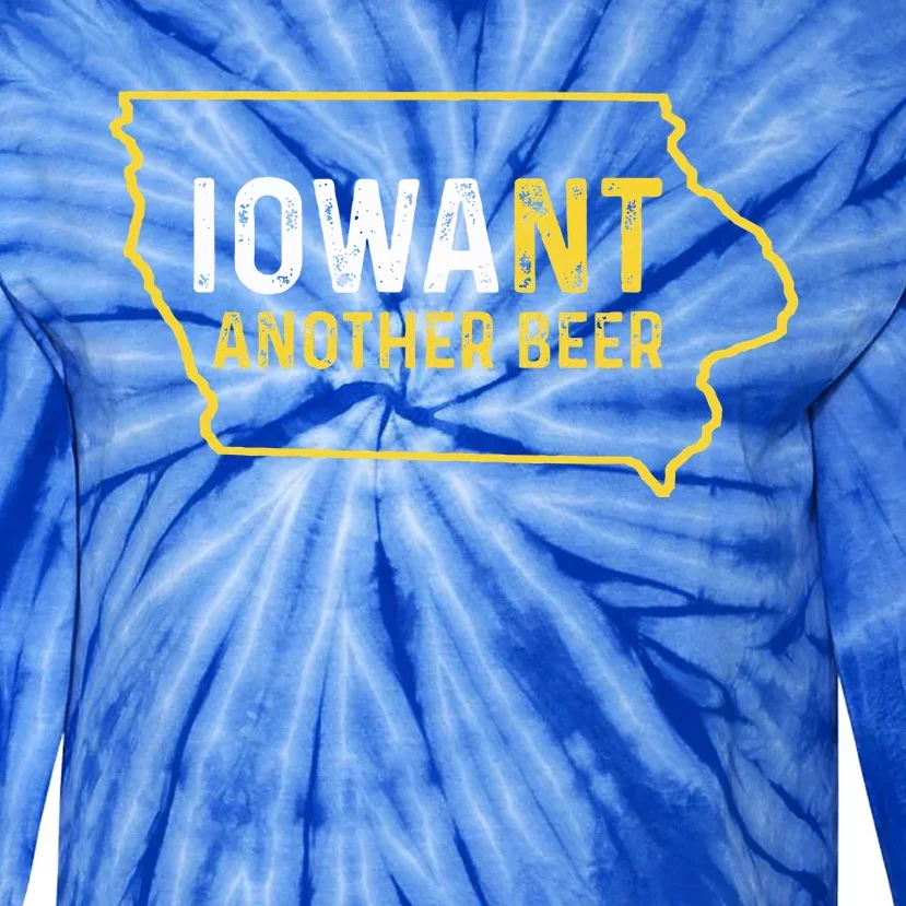 Funny Iowa Beer Distressed Iowa State Map Tie-Dye Long Sleeve Shirt