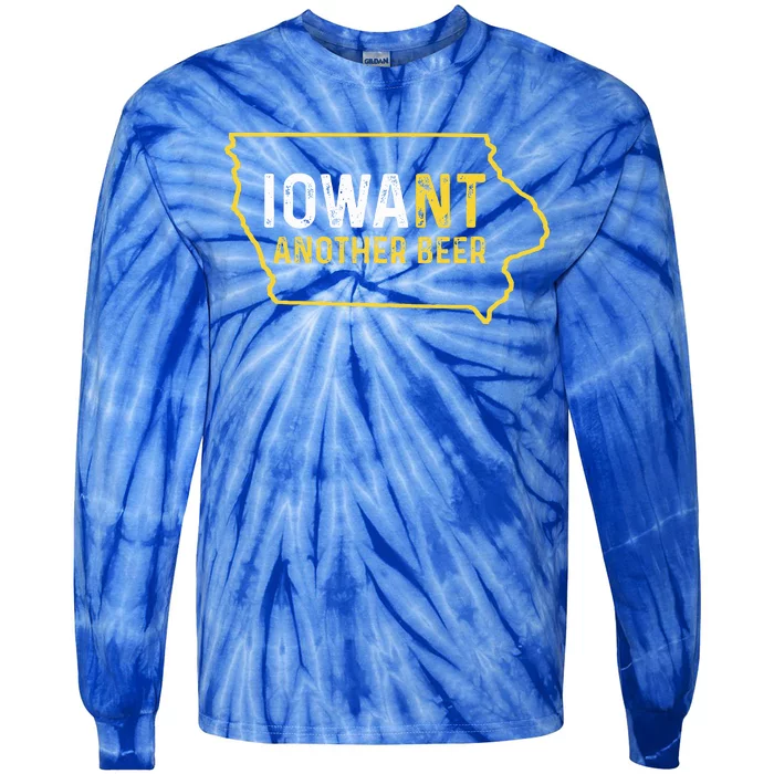 Funny Iowa Beer Distressed Iowa State Map Tie-Dye Long Sleeve Shirt