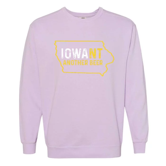 Funny Iowa Beer Distressed Iowa State Map Garment-Dyed Sweatshirt