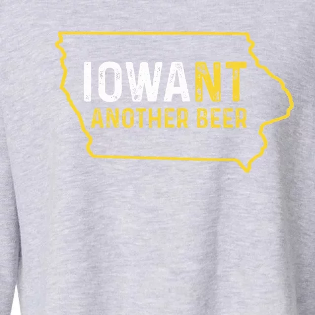 Funny Iowa Beer Distressed Iowa State Map Cropped Pullover Crew