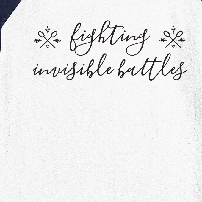 Fighting Invisible Battles Invisible Illness Awareness Baseball Sleeve Shirt