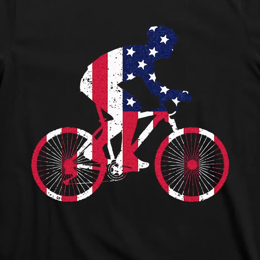 FUN INSPIRATIONAL . BICYCLIST AMERICAN FLAG BIKE FREEDOM T-Shirt