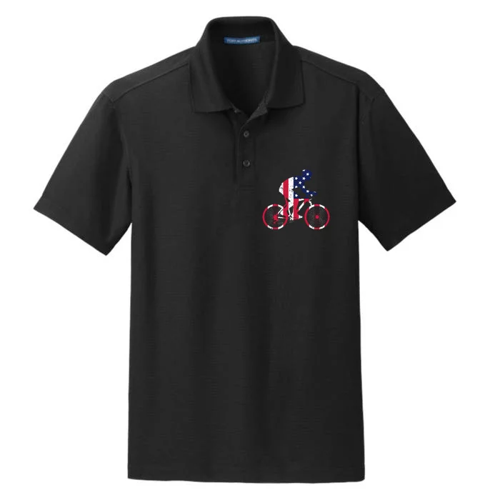 FUN INSPIRATIONAL . BICYCLIST AMERICAN FLAG BIKE FREEDOM Dry Zone Grid Performance Polo