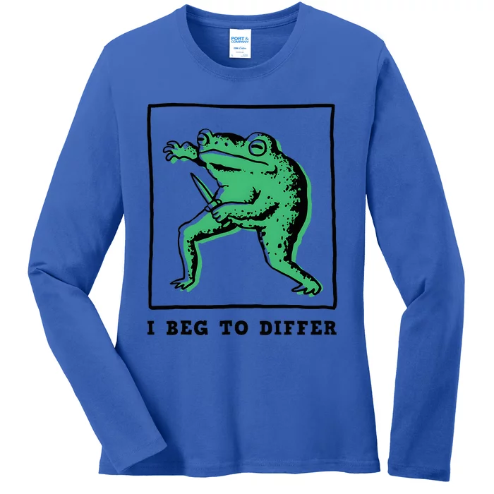 Frog I Beg To Diffe Funny Ladies Long Sleeve Shirt