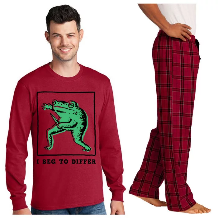 Frog I Beg To Diffe Funny Long Sleeve Pajama Set