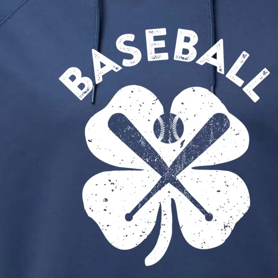 Fun Irish Baseball Funny Gift Shamrock St Patrick's Day Great Gift Performance Fleece Hoodie