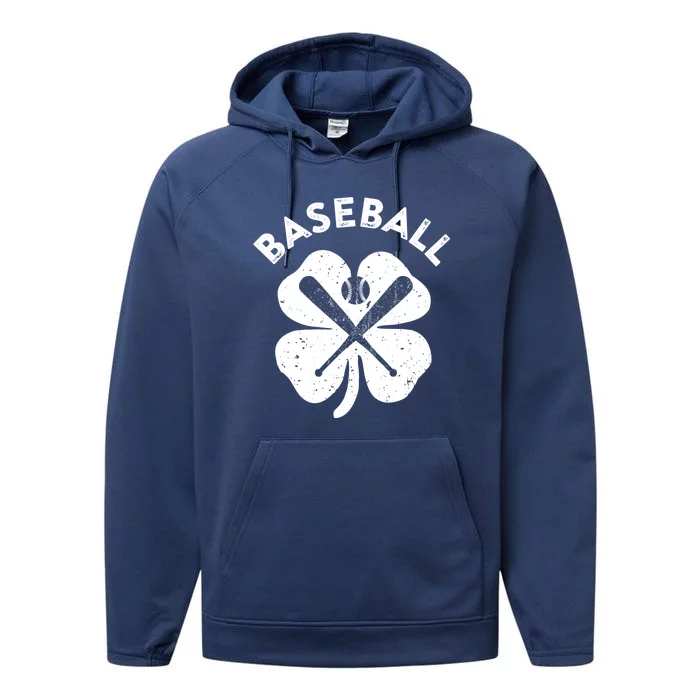 Fun Irish Baseball Funny Gift Shamrock St Patrick's Day Great Gift Performance Fleece Hoodie