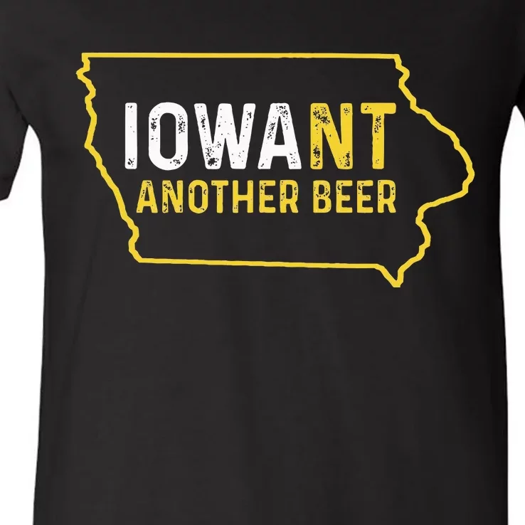 Funny Iowa Beer Distressed Iowa State Map V-Neck T-Shirt