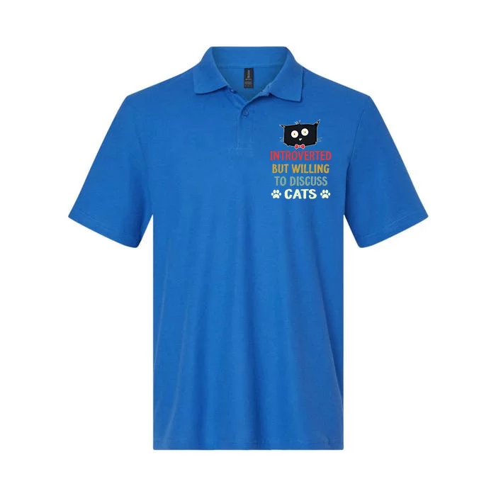 Funny Introverted But Willing To Discuss Cats Gift Softstyle Adult Sport Polo