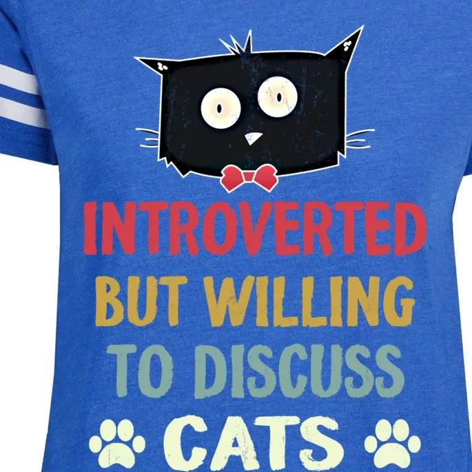 Funny Introverted But Willing To Discuss Cats Gift Enza Ladies Jersey Football T-Shirt