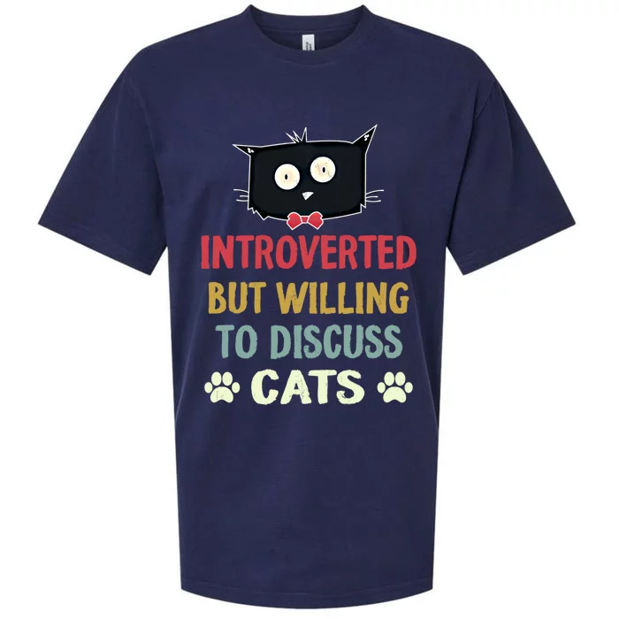 Funny Introverted But Willing To Discuss Cats Gift Sueded Cloud Jersey T-Shirt