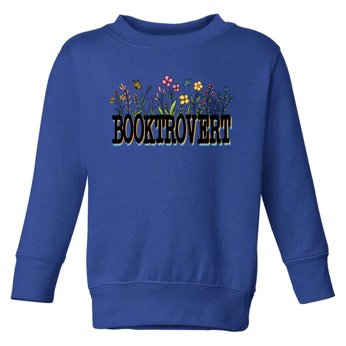 Floral Introverted Book Lover Booktrovert Funny Gift Toddler Sweatshirt