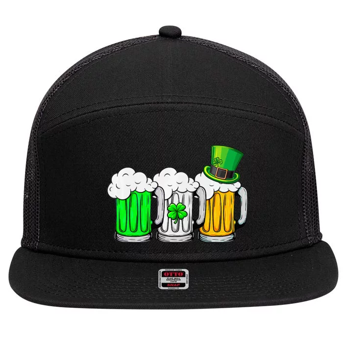 funny Irish Beer Ireland Flag St Pattys Day 7 Panel Mesh Trucker Snapback Hat