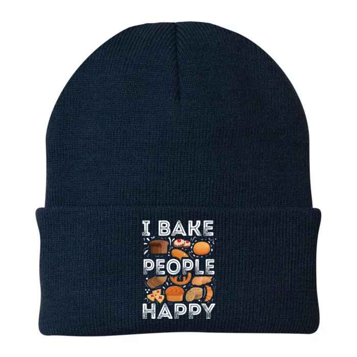 Funny I Bake People Happy Baking Quote Cake Baker Cute Gift Knit Cap Winter Beanie