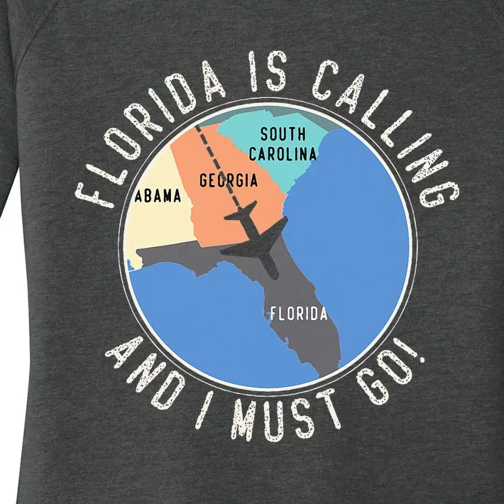 Florida Is Calling And I Must Go Florida Map Women's Perfect Tri Tunic Long Sleeve Shirt