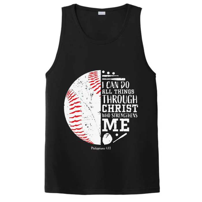 Funny I Can Do All Things Through Christ Who Strengthens Me Baseball Performance Tank