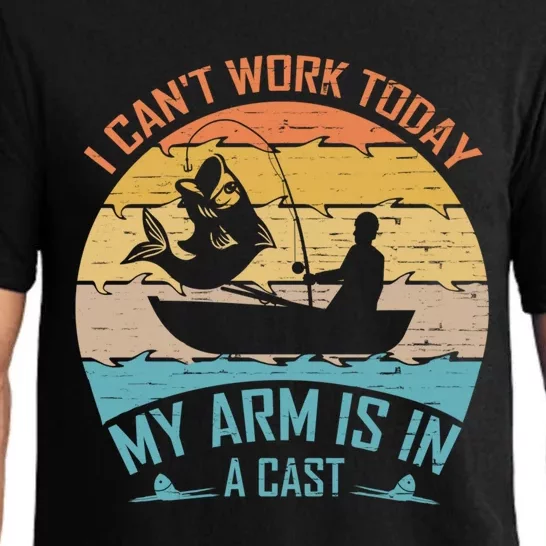 Fisher I Cant Work Today My Arm Is In A Cast Retro Funny Cute Gift Pajama Set