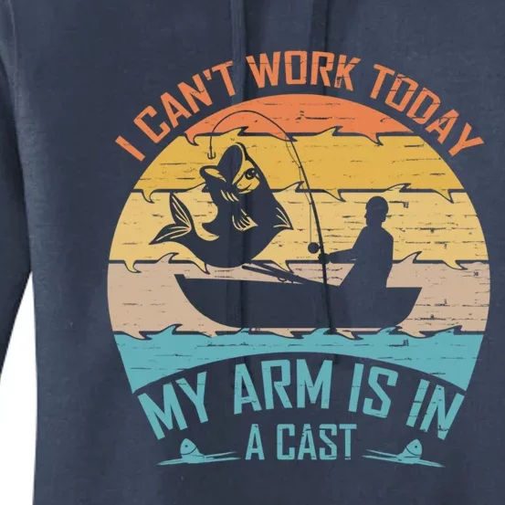 Fisher I Cant Work Today My Arm Is In A Cast Retro Funny Cute Gift Women's Pullover Hoodie