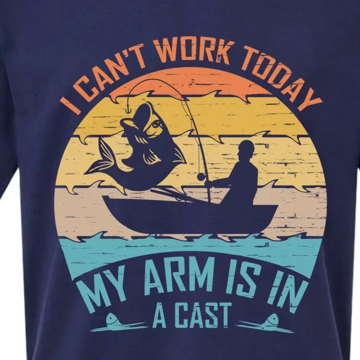 Fisher I Cant Work Today My Arm Is In A Cast Retro Funny Cute Gift Sueded Cloud Jersey T-Shirt