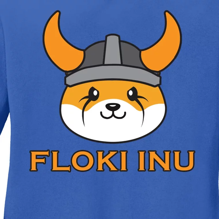 Floki Inu Crypto Currency Vikings Crypto Meme Ladies Long Sleeve Shirt